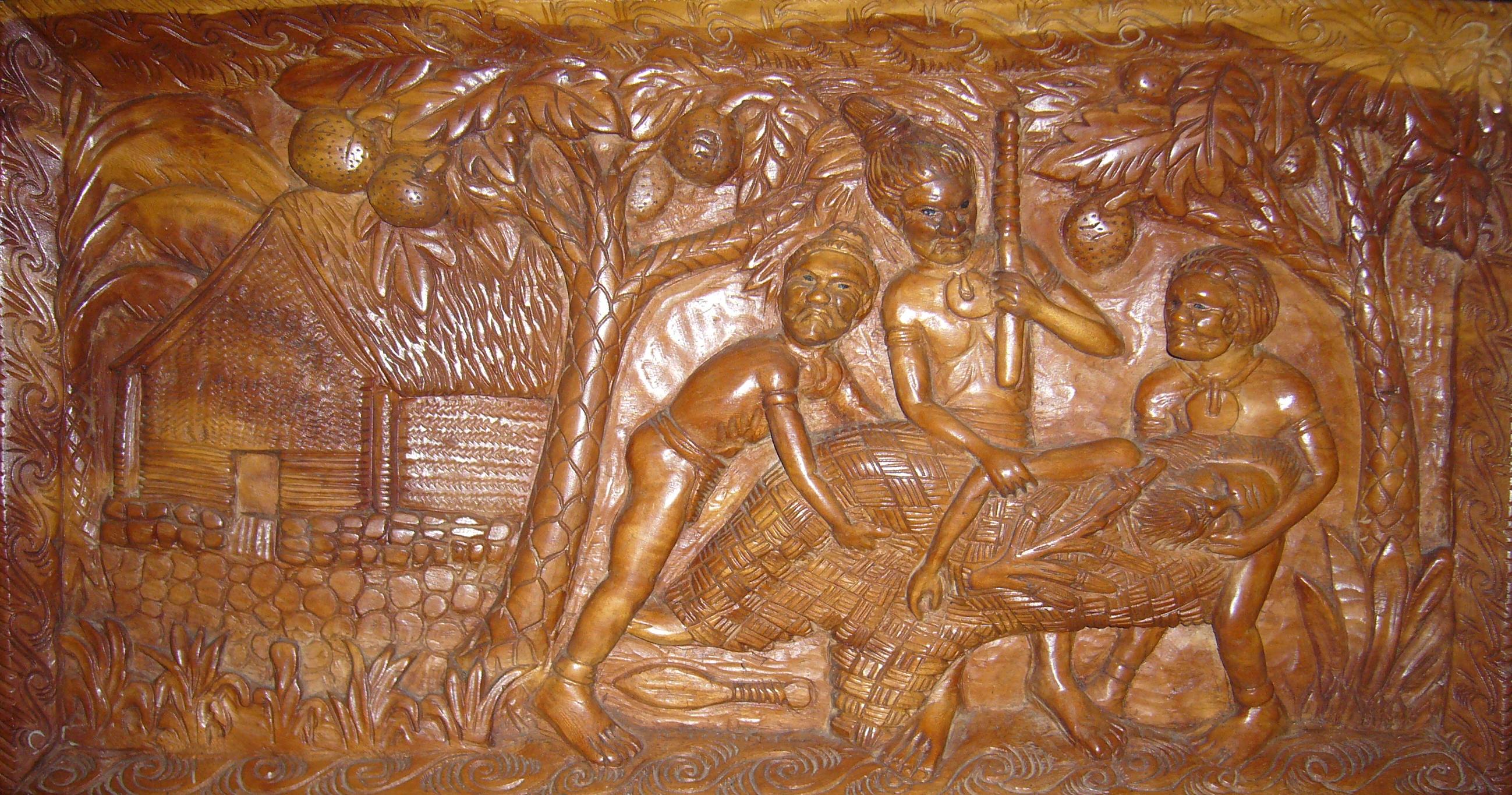 Picture of a wood-carving given by the Melanesian Brothers to Rev. Simon Franklin